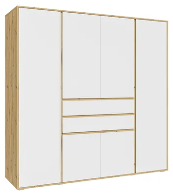 Productafbeelding van Kledingkast Falun | 6 deuren | wit / Artisan eikenhout