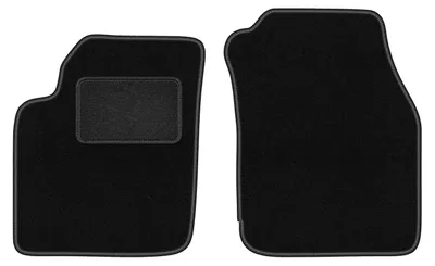 Produktbild von Velours-Fußmatten Vorne passend für Ford Ka MK1 (Schrägheck, Bj. 1998-2006) – schwarz, passgenau, mit Befestigungen set 2 Stk. - STANDARD