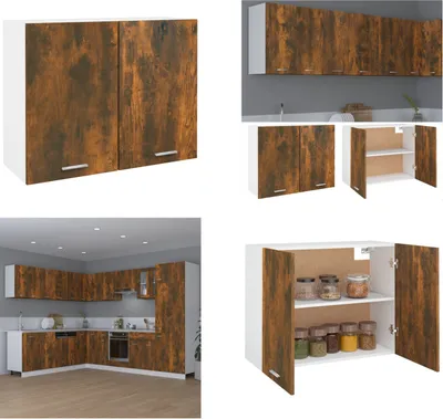 Produktbild von vidaXL Hängeschrank Räuchereiche 80x31x60 cm Holzwerkstoff - Hängeschrank - Hängeschränke - Küchenschrank - Lagerschrank