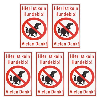 Hundeklo-Schilder, 5 Stück, PVC, 250x150 mm, wasserfest