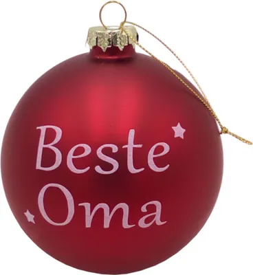 Produktbild von BURI Glas-Weihnachtsbaumkugeln rot mit Spruch ∅ 10cm Christbaumschmuck Weihnachtsdeko, Variante:Beste Oma