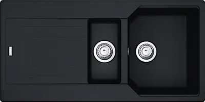 Produktbild von Franke Spüle URBAN UBG 651 in BLACK MATT inkl. Abtropfbecken / Ausschnittmaß 980 x 480 mm / Granitspüle