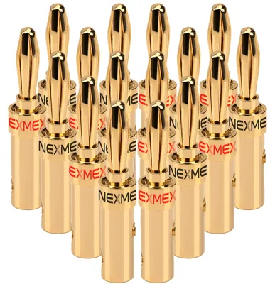 Produktbild von Bananenstecker 4mm schraubbar 16x Stecker vergoldet NEXMEX für Lautsprecherkabel