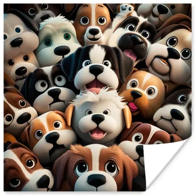 Produktbild von MuchoWow® Poster Hund - Tiere - Muster - Braun - Mädchen - Jungen 100x100 cm - Babyzimmer