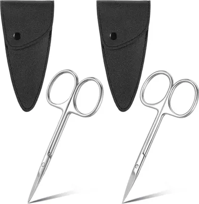 Image de lot de 2 ciseaux à sourcils et à peau professionnels en acier inoxydable