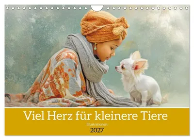 Produktbild von Viel Herz für kleinere Tiere - Illustrationen (Wandkalender 2027 DIN A4 quer), CALVENDO Monatskalender
