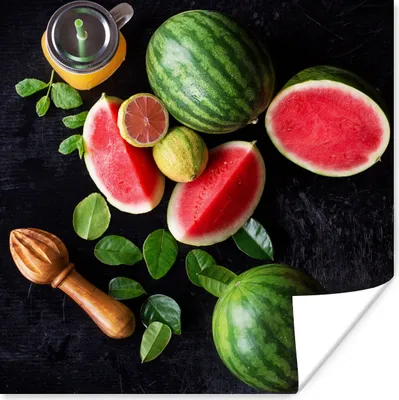 Produktbild von MuchoWow® Poster Wassermelone - Smoothie - Obst - Zitronenpresse 100x100 cm - Babyzimmer