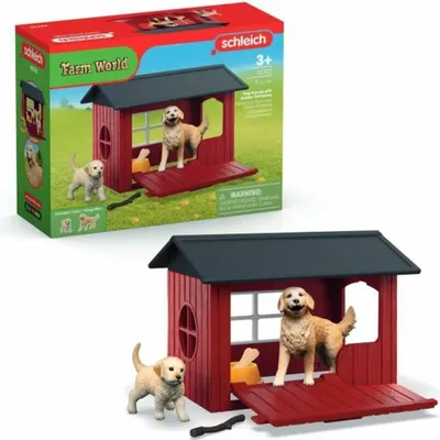 Produktbild von schleich FARM WORLD Hundehütte mit Goldenretrievern, Tier, Farm, Farm animals / farm toys, 3 Jahr(e), Mehrfarbig
