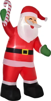 Immagine prodotto di HOMCOM Babbo Natale gonfiabile con bastoncino di zucchero, 250 cm, Babbo Natale, regalo, LED