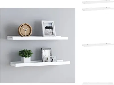 Image de vidaXL Baguettes à tableaux 2 pcs. Blanc 60x9x3 cm MDF - Étagères murales