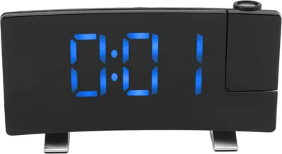 Imagen del producto de Reloj despertador con proyección de radio, pantalla LED, reloj electrónico, pantalla curva, cuerpo y letras azules