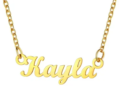 Produktbild von Personalisierte Halskette mit Namen/Datum/Initialen, aus Edelstahl mit 18K Goldbeschichtung