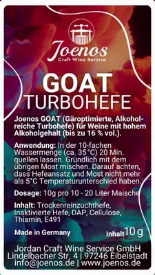 Produktbild von Joenos GOAT Turbohefe Reinzuchthefe Trockenhefe 10 g