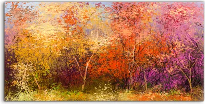 Produktbild von Coloray Spritzschutz aus Glas 140x70  Wandkunst Küchenrückwand Malerei Landschaft bunte Herbst Bäume