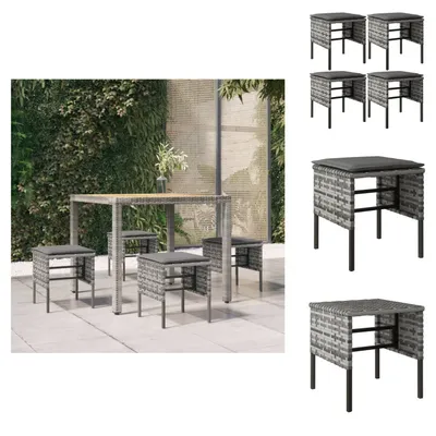 Produktbild von vidaXL Gartenhocker mit Kissen 4 Stk. Grau Poly Rattan -  Gartensofaelemente