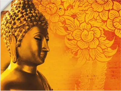 Produktbild von ARTland Wandbild, selbstklebend Buddha Goldstatue - gold Größe: 40x30 cm