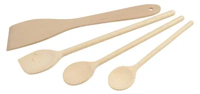 Productafbeelding van FACKELMANN 31125, een 4-delige set houten keukenhulpmiddelen, inclusief spatel en lepel