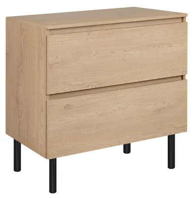Produktbild von Badezimmerschrank 80 cm + TOP + Möbelfüße, Farbe: helle Eiche, 80 x 46 x 80