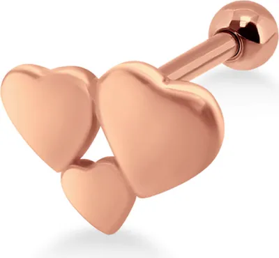 Produktbild von Helix Ohrpiercing 925 Sterling Silber Herzen in verschiedenen Farben Material - Silber rosévergoldet Verschlusskugel - 4 mm