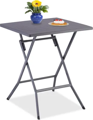 Immagine prodotto di Tavolo pieghevole Relaxdays, tavolo da campeggio pieghevole, A x L x P: 73 x 62 x 62 cm, tavolo multifunzionale pieghevole, tavolo da giardino, grigio