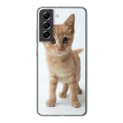 Produktbild von MuchoWow® Handyhülle Schutzhülle Hülle für Samsung Galaxy S21 FE Katze - Rot - Kätzchen - Mädchen - Kinder - Jungen - Kind Silikon Softcase Handy Hülle - Mobiltelefonhülle