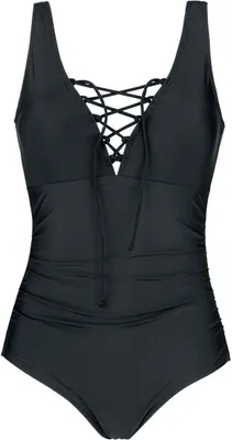 Produktbild von Black Premium by EMP Damen schwarzer Badeanzug mit Schnürung 5XL