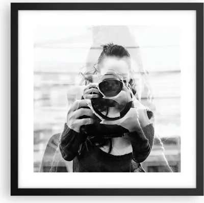 Produktbild von Gerahmtes Poster - Schwarzer Rahmen - Fotograf Schwarzweiß Doppel - 40x40 cm - Wand Bild - Wanddeko - Wandbilder - Kunstposter - Wandposter - Bilderrahmen - Bilder - Kunstdruck - P2BAC40x40-4586