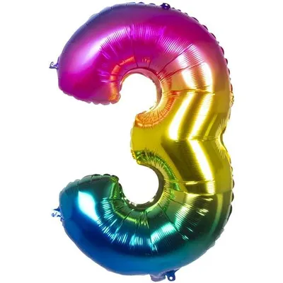 Produktbild von Folienballon - Bunte Zahl - - Zahl 3 - drei