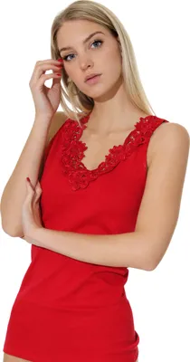 Produktbild von Cotton Prime® Shirt, Unterhemd mit Spitze 40-42 rot