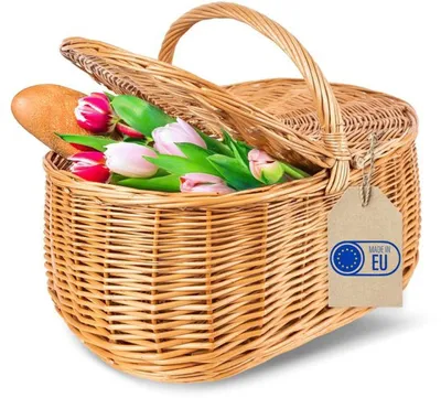 Image de Azomor® : grand panier naturel tressé pour les pique-niques, les courses et le rangement