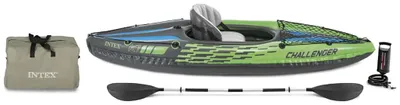 Zdjęcie produktu dla Zestaw kajakowy Intex Challenger K1 do 100 kg - zielony, 68305NP