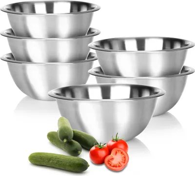 Produktbild von com-four® 6x Rührschüssel aus Edelstahl - multifunktionale Küchenschüssel - silberfarbene Metallschüssel - praktische Schale zum Servieren und Anrichten