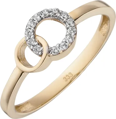 Produktbild von Gr. 58 Damen Ring 333 Gold Gelbgold bicolor 13 Zirkonia Goldring