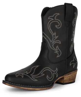 Produktbild von DREAM PAIRS Damen Cowboystiefel Western Ankle Boots,Schwarz-Pu,39