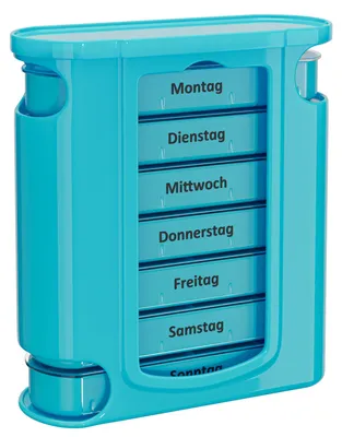 Produktbild von WELLGRO Tablettenbox 7 Tage 4 Fächer – Pillenbox & Medikamentenbox mit Tagesaufteilung, große Pillendose als Tabletten Organizer für Zuhause & Reise