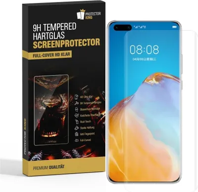 Produktbild von 2x 9H Panzerglas für Huawei P40 Pro FULL CURVED Displayschutz Schutzglas Panzerfolie Schutzfolie Displayglas Hartglas echtes Tempered Sicherheitsglas Glasfolie