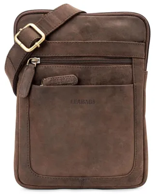 Produktbild von LEABAGS Detroit Umhängetasche Herren – Kleine Leder Umhängetasche 21x26 cm – Mini Crossbody Tasche mit Reißverschluss – Kompakte Alltagstasche – Muskat