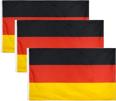 Produktbild von 3 Stück 90 x 150 cm Deutschland Flagge Deutscher Unterstützer Flaggen UV Fade Resistant mit Messingösen für Fußballspiele Sportereignisse