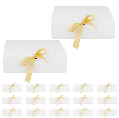 20 Weiße Geschenkboxen mit Deckeln, 27x20x8 cm, Karton