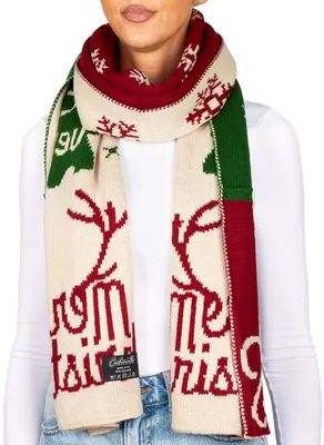 Image de BRUBAKER Echarpe de Noël en cashmerillo pour femmes et hommes - Merry Christmas Schal - 70 x 200 cm - Chaud et douillet pour l'automne et l'hiver, rouge vert