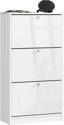 Produktbild von Akord Schuhschrank 3-Türig Weiß/Weiß Hochglanz 60X29X113 Cm