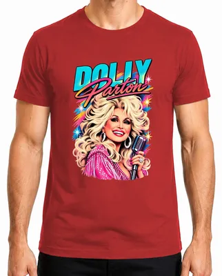 Immagine prodotto di Maglietta da uomo, colore rosso, taglia L, con la scritta "Dolly Parton, leggenda della musica country, cantante, icona retro di Nashville"