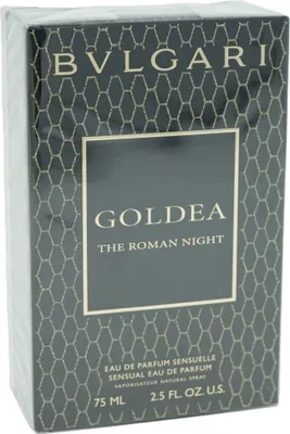 A product box for Bvlgari Goldea The Roman Night Sensuelle Eau de Parfum.