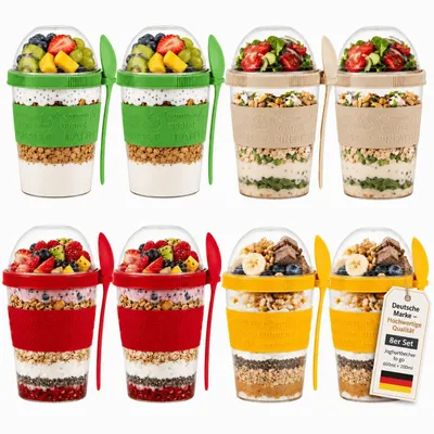 Produktbild von Müslibecher 8er Set Joghurtbecher To Go Lunchbox Müsli Früchte Yoghurt Becher