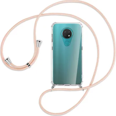 Produktbild von Handykette Backcover-Schutzhülle mit Band (Metall silberfarben) für Nokia 6.2 / 7.2 - rose peach