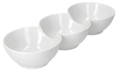 Produktbild von Dipschale mit 3 Fächern weiß für Dip und Antipasti Vorspeisen
