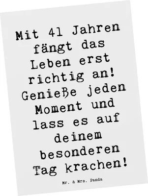 Produktbild von Mr. & Mrs. Panda bildkarte Spruch 41. Geburtstag - Weiß - Geschenk, Geburtstagsgeschenk, Geburtstagsparty, Ansichtskarte, Geburtstagsgruß, Meilenstein, Happy Birthday