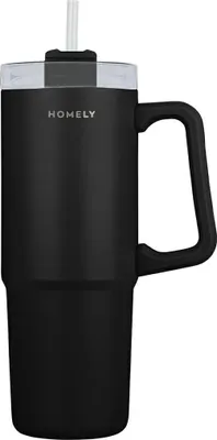 Produktbild von ESTIA | Thermobecher - Isolierbecher - mit Trinkhalm - 900 ml - schwarz - Kaffeebecher - Thermotasse