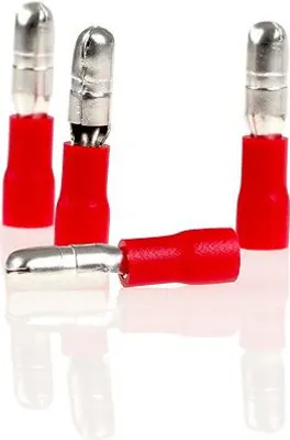 Produktbild von alca® Rundstecker rot 4,0mm 10St. 0,5-1,5 mm² AWG 22-16 teilisoliert männlich Rundsteckhülsen Quetschkabelschuhe Steckverbinder