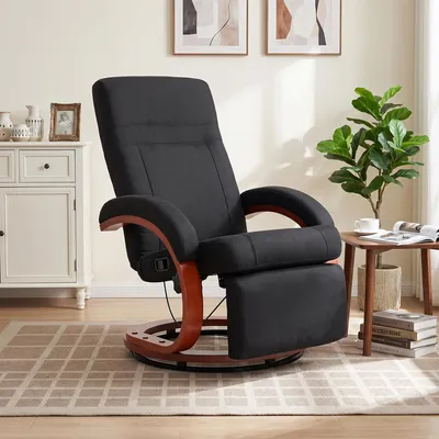 Produktbild von Relaxsessel mit Liegefunktion, Fernsehsessel drehbar, Ruhesessel Leinenoptik, Schwarz | 135° Neigung | 360° drehbar | bis 140 kg